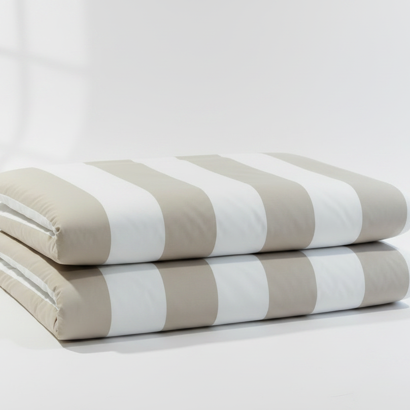 Bettdecke Block Streifen Taupe