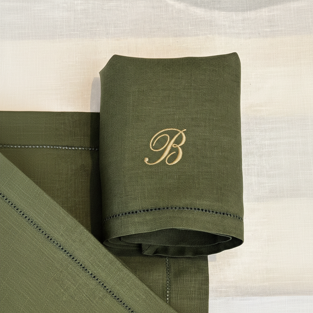 Grüne Serviette mit B