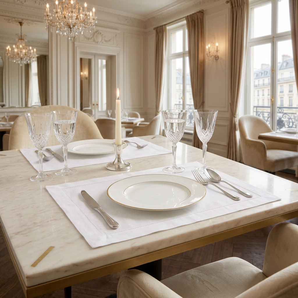 Luxuriöse Hotelaufnahme mit mehr Platz rund um den Platzteller