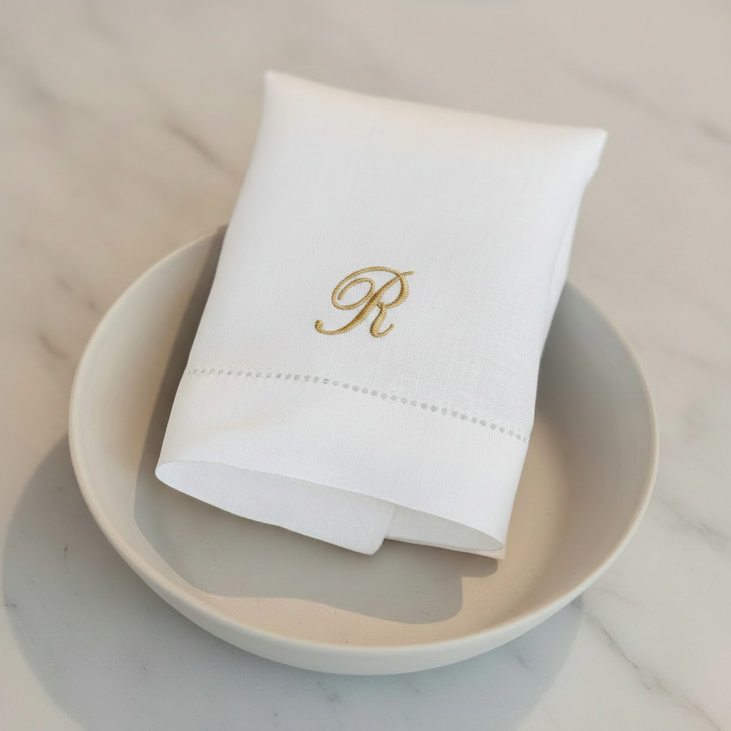 Serviette mit R Monogramm